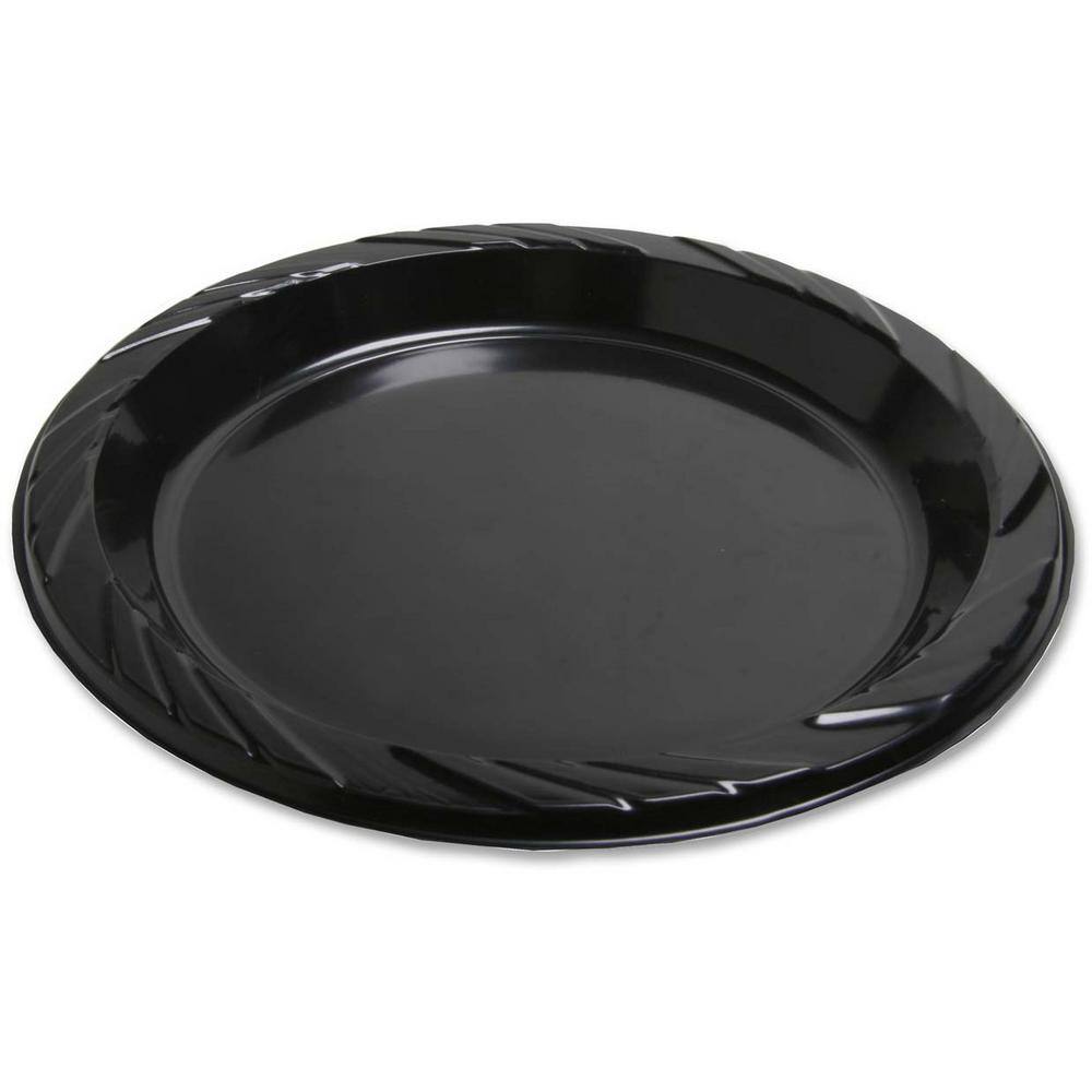 9 in. Black Disposable Plastic Plates (125 Per Case) - Hercitys