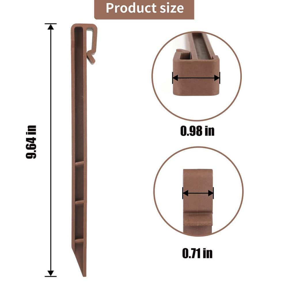 9.64 in. Brown Plastic Landscape Anchoring Spikes (12 Per Pack) - Hercitys