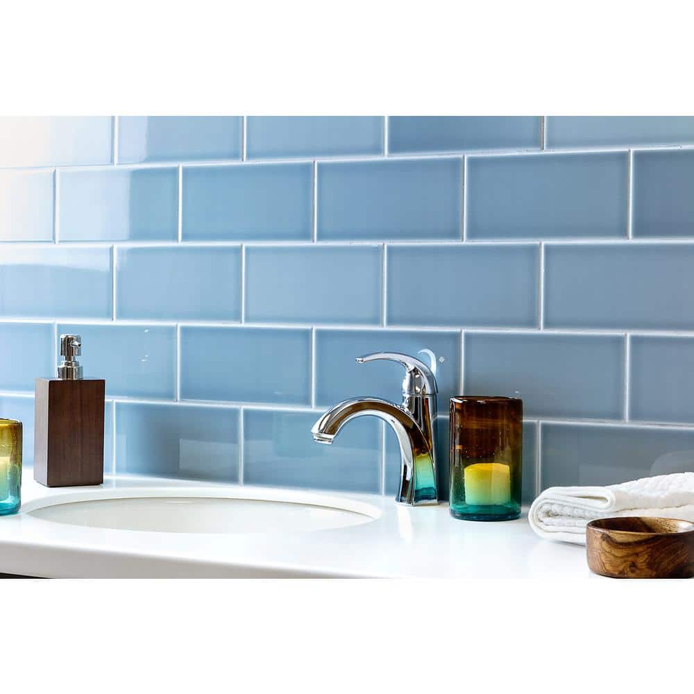 Magnitude Blue 4 in. x 8 in. x 7.5mm Polished Ceramic Subway Wall Tile (68 pieces / 14.63 sq. ft. / box) - Hercitys