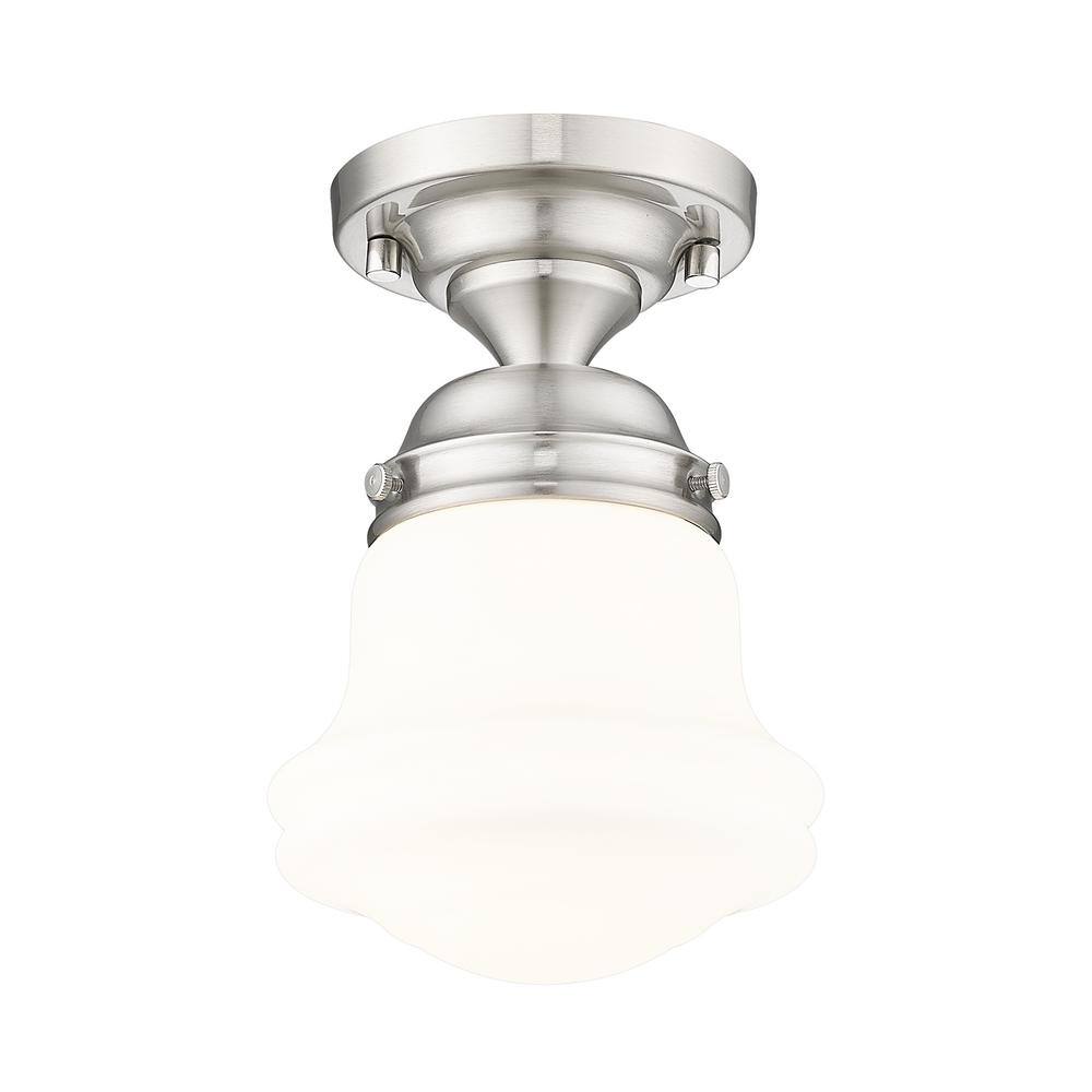 Vaughn 6 In. Brushed Nickel Flush Mount with Matte Opal Glass Shade with No Bulb Included - Hercitys