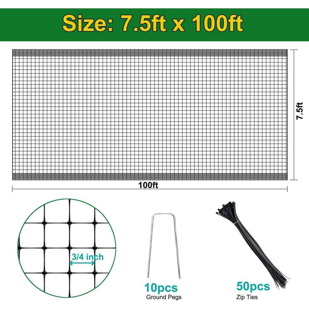 Outdoor Garden Netting for Pest Control, 7.5 ft. x 100 ft. Heavy Duty - Hercitys
