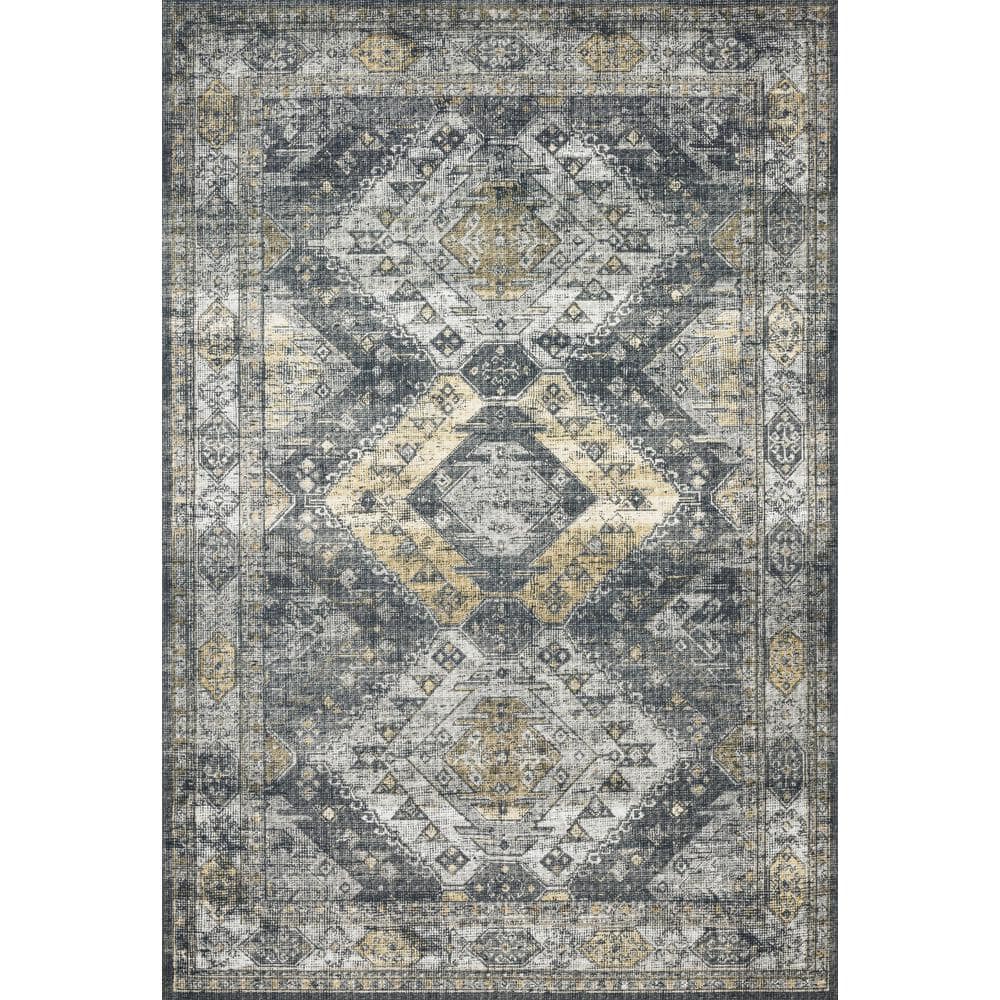 Skye Graphite/Silver 5 ft. x 7 ft. 6 in. Printed Boho Vintage Area Rug - Hercitys