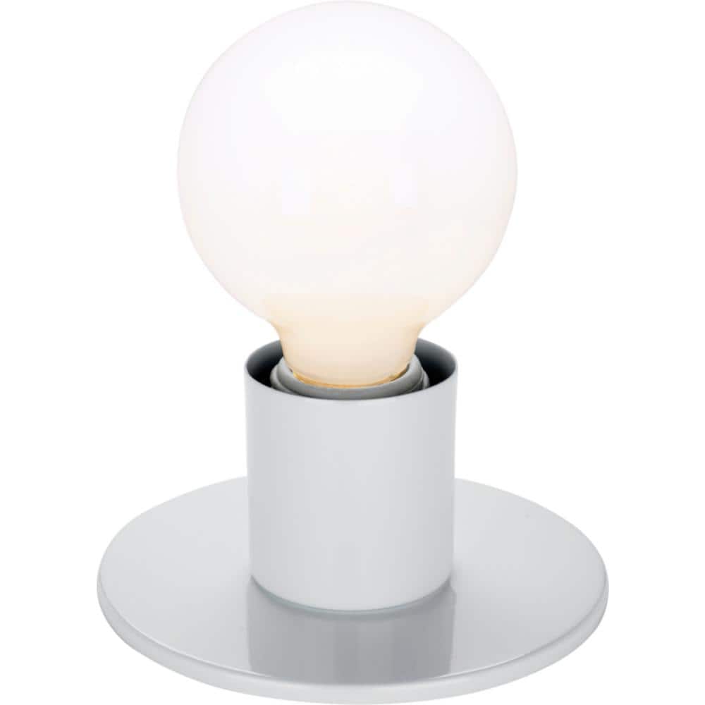 Nuvo 5 in. 1-Light White Contemporary Semi-Flush Mount Light with No Shade and No Bulbs Included - Hercitys