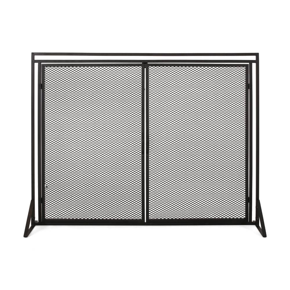 Cartwright Matte Black Metal 1-Panel Fireplace Screen - Hercitys