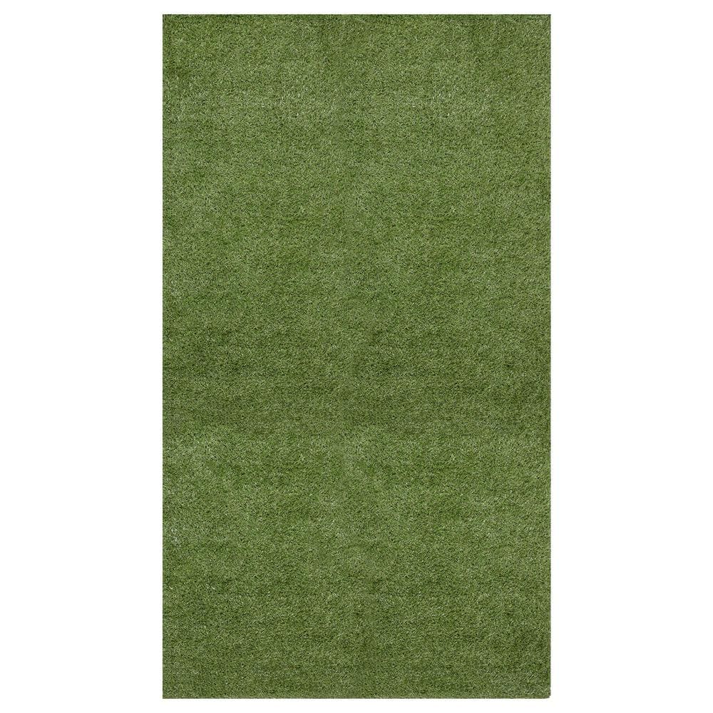 Meadowland Collection Waterproof Solid Indoor/Outdoor 7 ft. x 16 ft. Green Artificial Grass Runner Rug - Hercitys