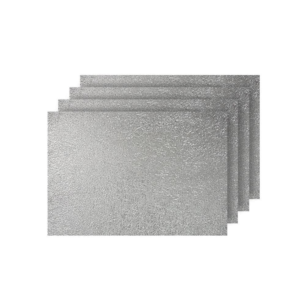 Lacey Silver Metallic Scribble Design Rectangle Placemats (Set of 4) - Hercitys