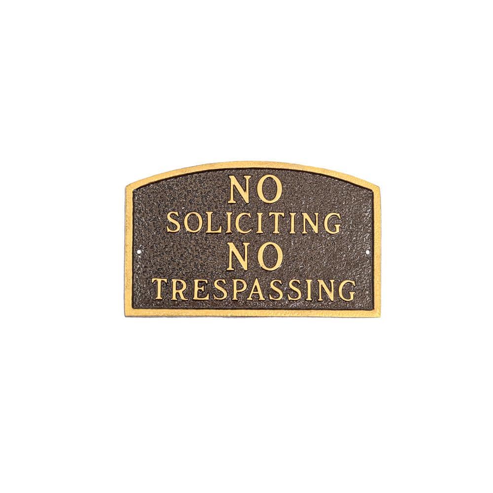 No Soliciting, No Trespassing Arch Small Statement Plaque – Hammered Bronze - Hercitys