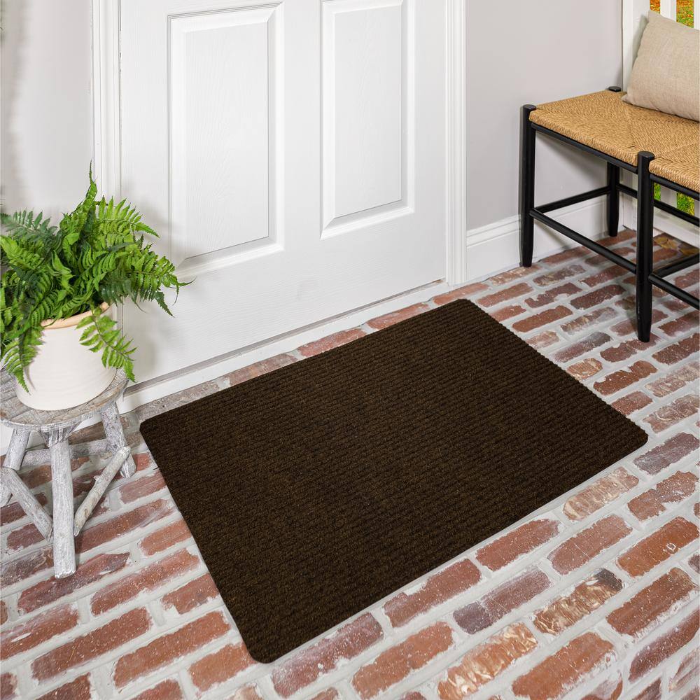 Striped Utility Mat Brown Indoor/Outdoor 24 in. x 60 in. Utility Door Mat - Hercitys