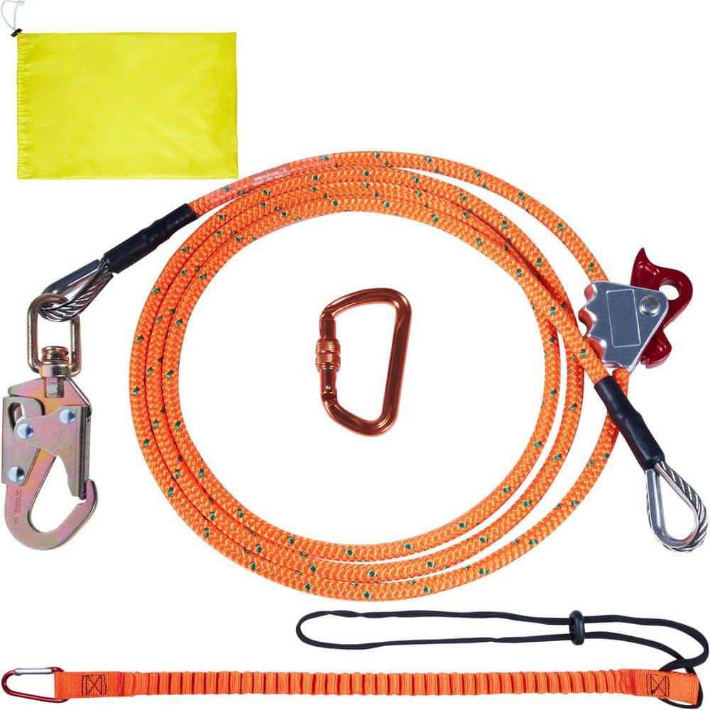 Steel Core Flipline, 1/2in. x 12 ft. Arborist Flipline, Flip Line for Tree Climbing with Alloy Steel Snap Hook, Aluminum - Hercitys