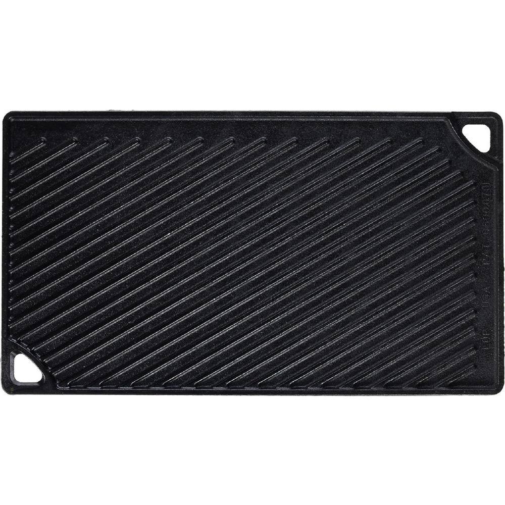 9.5 in. W. x 16.75 in. Black Cast Iron Reversible Rectangular Grill Griddle Seasoned with 100% Natural Vegetable Oil - Hercitys