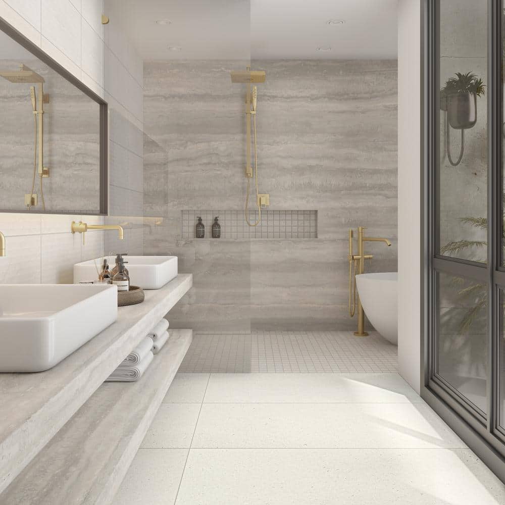 Bryne Mist 12 in. x 24 in. Glazed Ceramic Mosaic Tile (24 sq. ft./case) - Hercitys