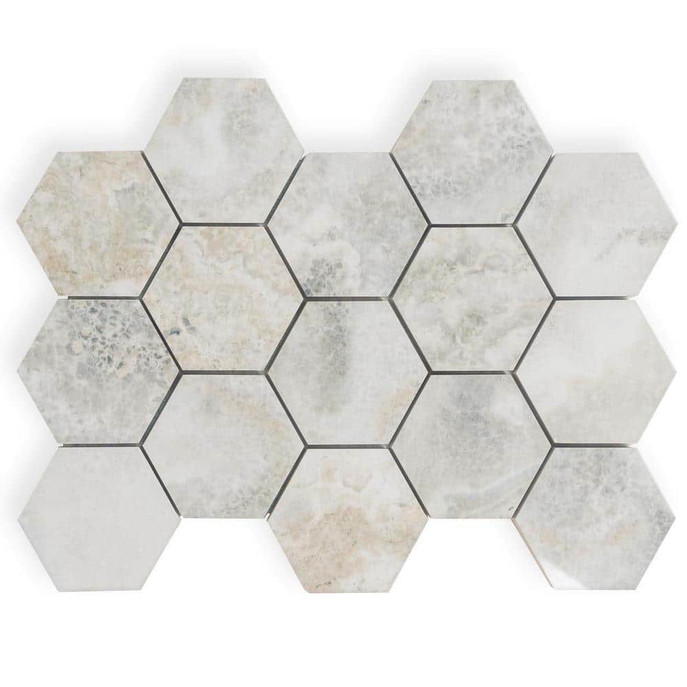 Splendor Beige 8.86 in. x 12.8 in. Polished Porcelain Hexagon Wall and Floor Tile (7.09 sq. ft./case) (9-pack) - Hercitys