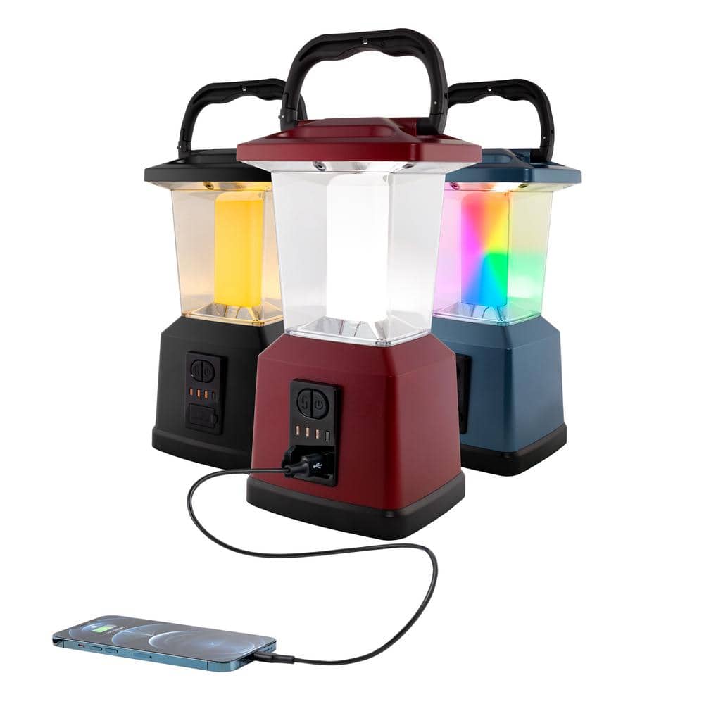 Dual Power Color Changing LED Rechargeable Lantern, Red - Hercitys