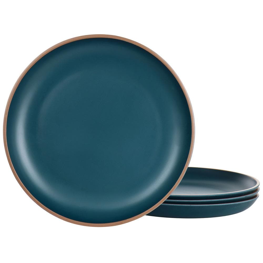 Rockabye 4-Piece Melamine Dinner Plate Set in Dark Teal - Hercitys