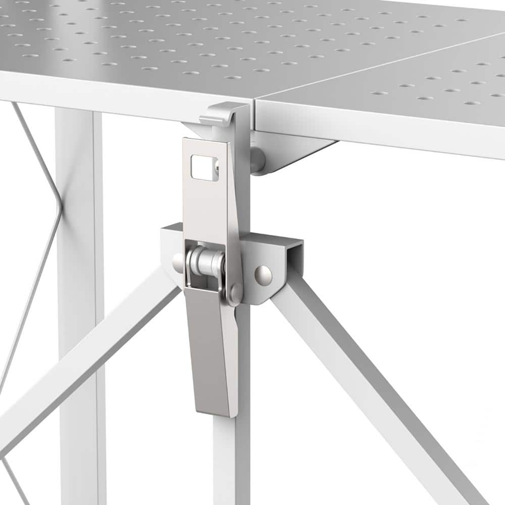 White 4-Tier Metal Collapsible Garage Storage Shelving Unit (28 in. W x 50 in. H x 15 in. D) - Hercitys