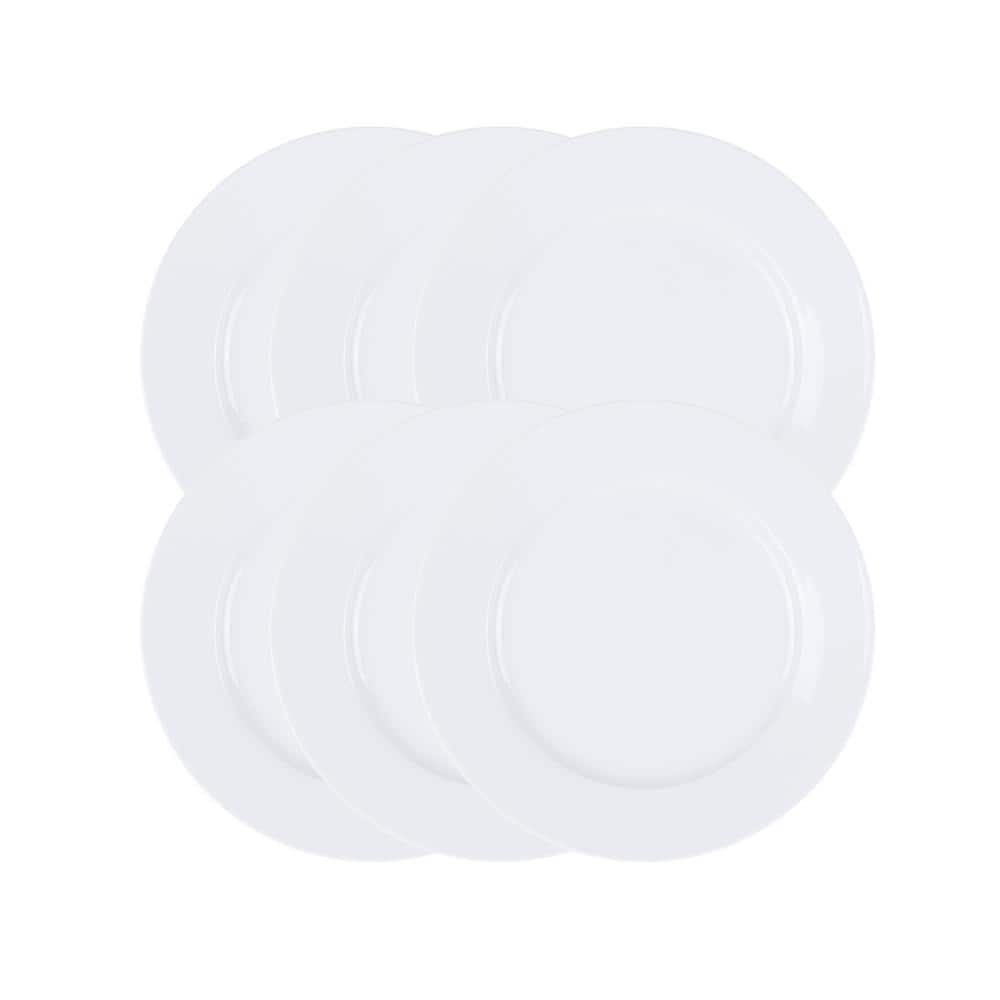Simply White 6-Piece 8 in. Porcelain Salad Plate Set - Hercitys