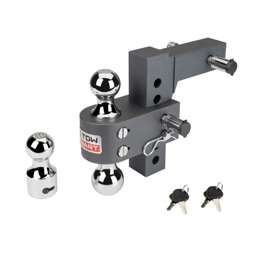 Class V, 12,000 lbs. 5-5/8 in. Drop to 6-1/2 in. Rise, Adjustable Trailer Hitch Tri-Ball Mount - Hercitys