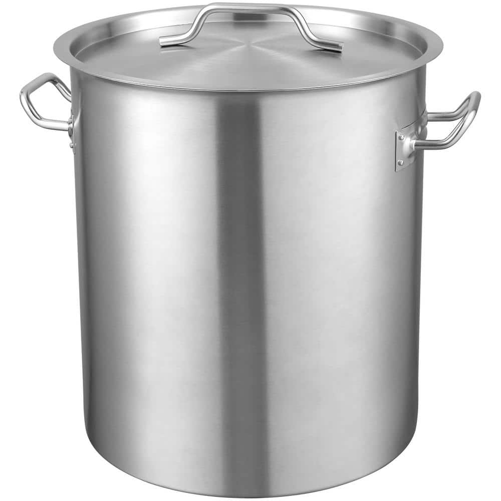 Stainless Steel Stockpot, 42 qt. Stainless Steel, in Stainless Steel Cookware Sauce Pot with Strainer, Lid, and Handle - Hercitys