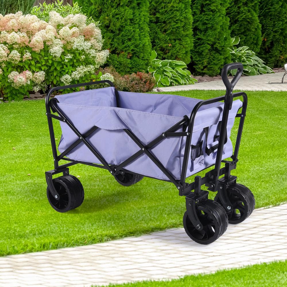 Outdoor 3.5 cu. ft. Collapsible Folding Fabric Garden Cart with 220 lbs. Weight Capacity, with Wheels for Sand, Camping - Hercitys