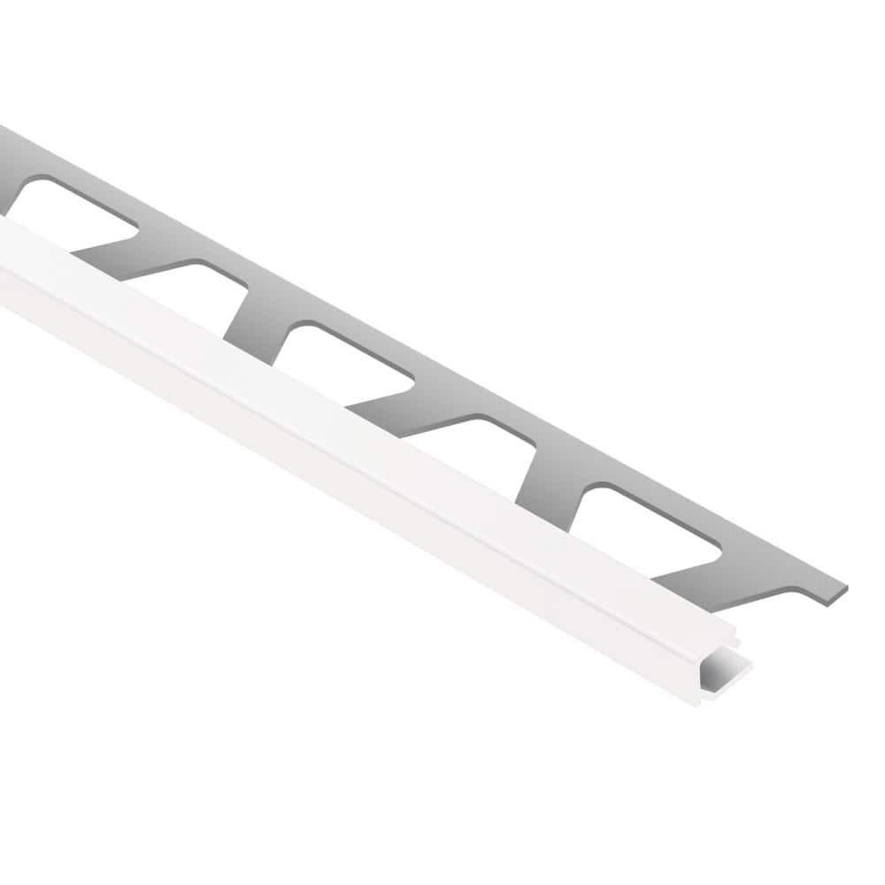 Quadec Bright White Color-Coated Aluminum 0.375 in. x 98.5 in. Metal Square Edge Tile Edge Trim - Hercitys