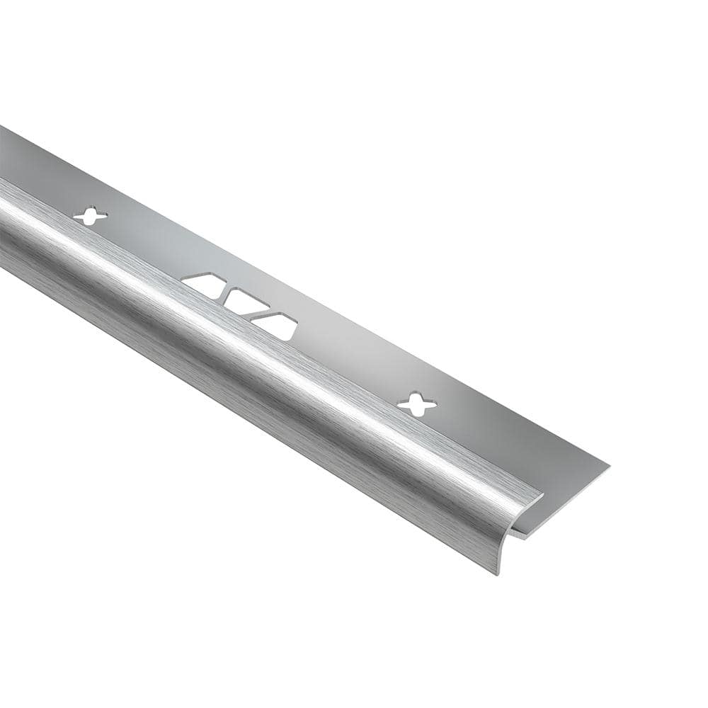 Vinpro-RO Brushed Chrome Anodized Aluminum 3/16 in. x 8 ft. 2-1/2 in. Metal Bullnose Resilient Tile Edge Trim - Hercitys