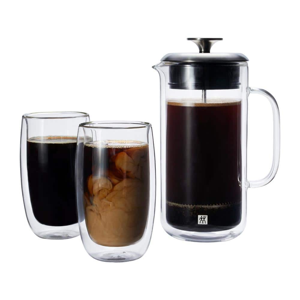 Sorrento Double Wall French Press and Latte Glass - Hercitys