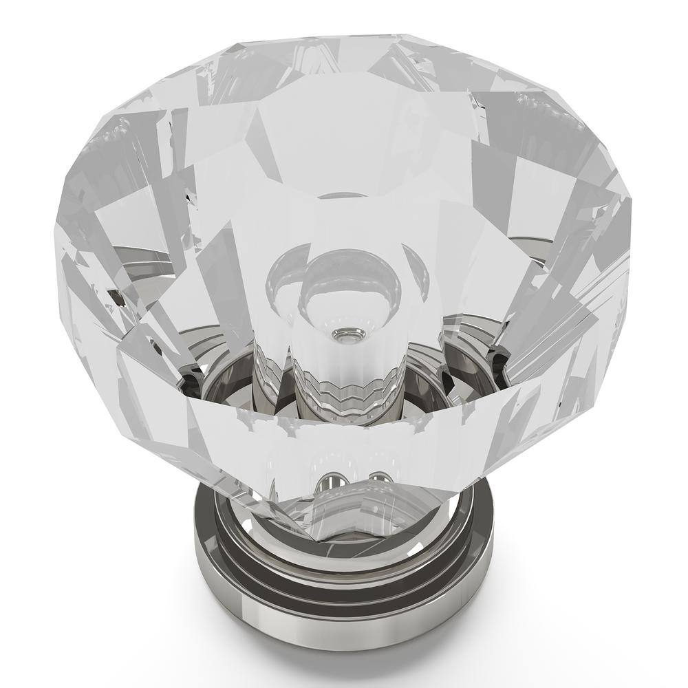 Crystal Palace 1-1/4 in. Dia Crysacrylic with Polished Nickel Finish Cabinet Knob (10-Pack) - Hercitys