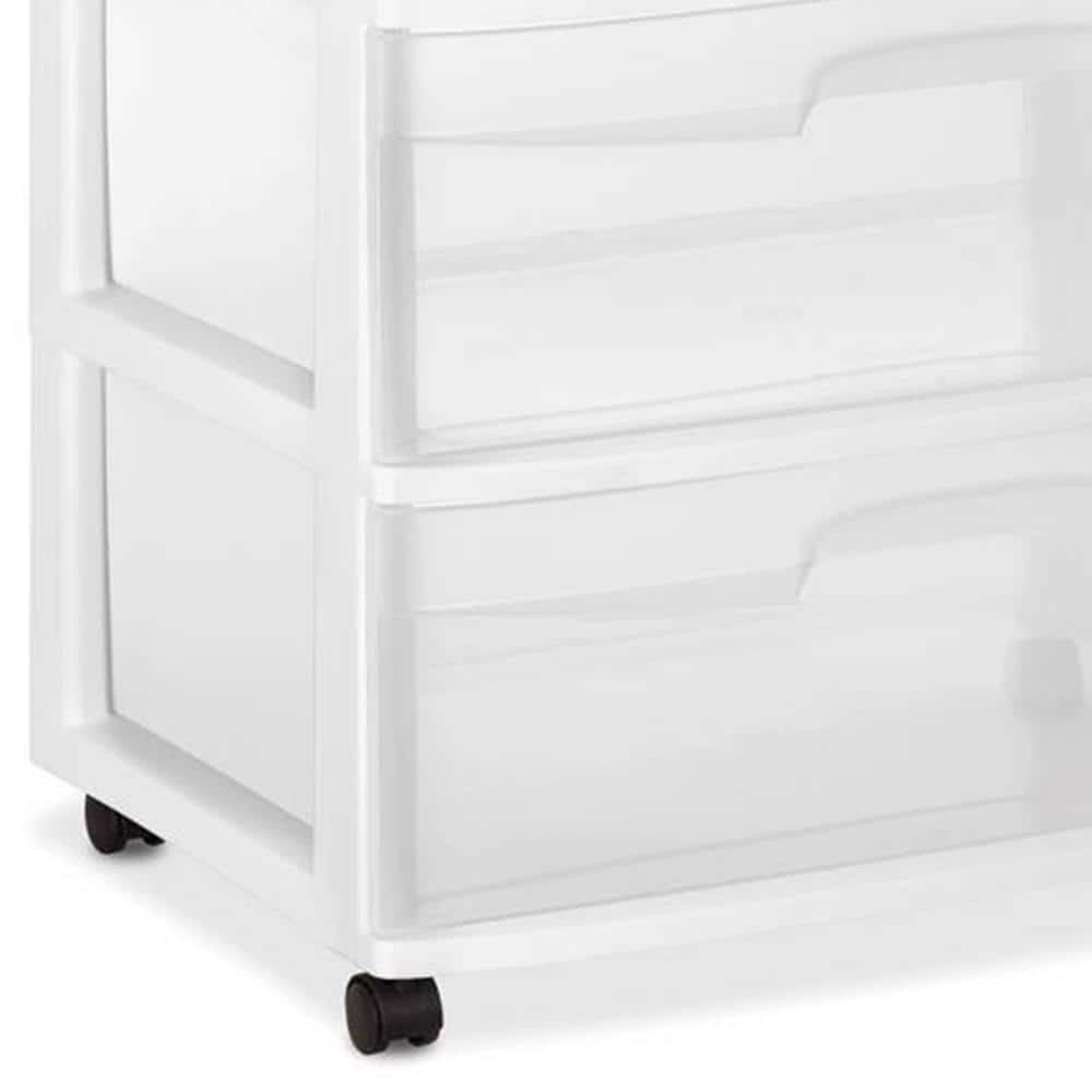 Wide 3-Drawer Plastic Rolling Storage Cart Container with Casters, (2-Pack) - Hercitys
