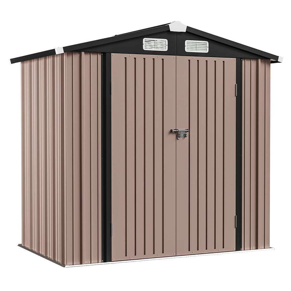 6 ft. W x 4 ft. D Gray Metal Storage Shed with Lockable Door and Vents for Tool, Garden, Bike (22 sq. ft.) - Hercitys