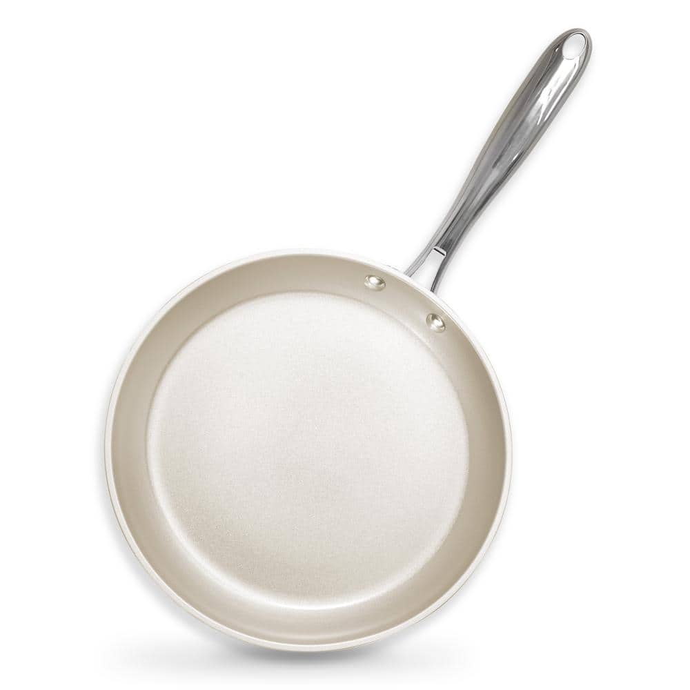 Natural Collection 12 in. Aluminum Ceramic Nonstick Frying Pan in Cream - Hercitys