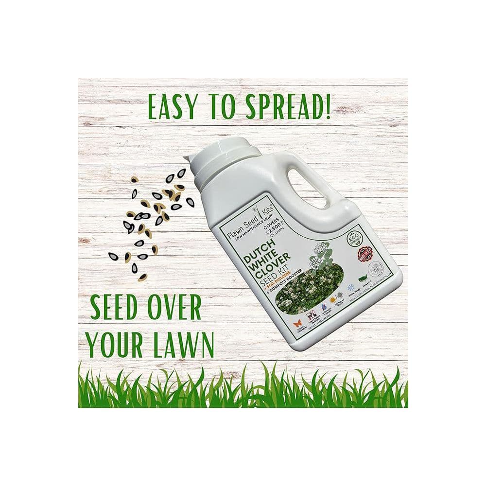 Dutch White Clover Flower Lawn Seed Kit, Easy Spread Shaker,Low Maintenance,Alt Ground Cover, Covers up to 2,500 sq. ft. - Hercitys