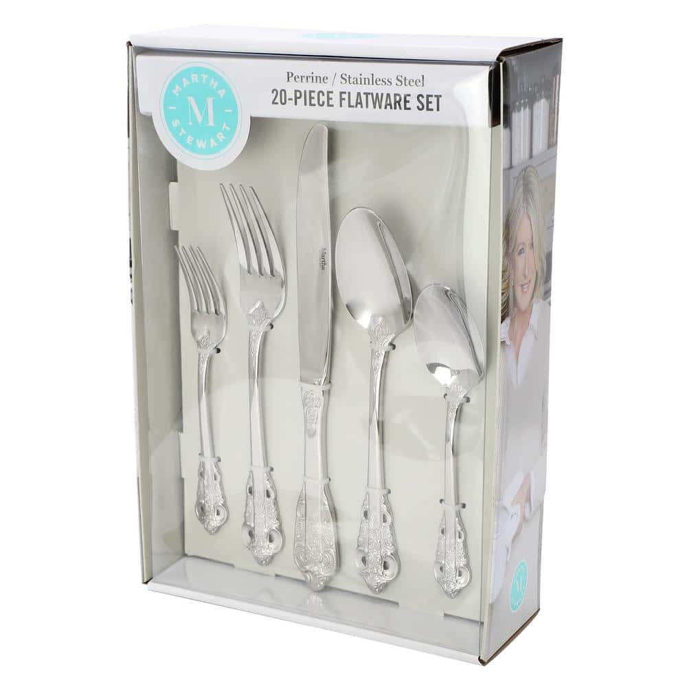Perrine 20 Piece Stainless Steel Flatware Set in Silver - Hercitys
