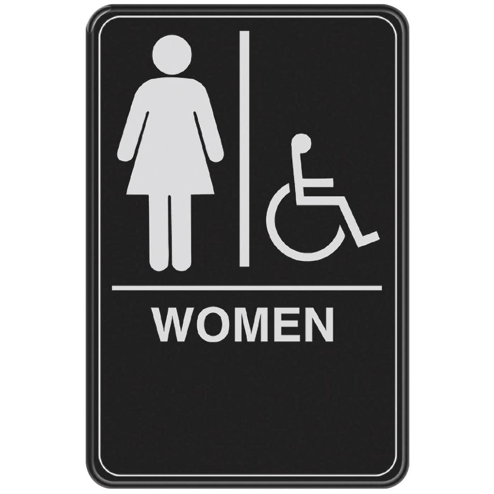 6 in. x 9 in. Women with Handicap Accessible Symbol Acrylic Restroom Sign with Braille - Hercitys