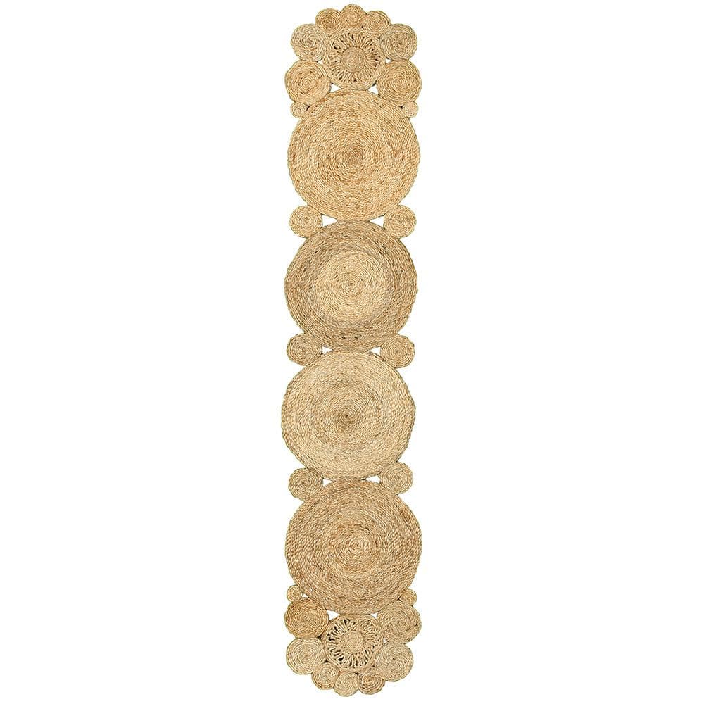 Natural Tan/Beige 1 ft. 4 in. x 6 ft. 8 in. Organic Jute Table Runner - Hercitys