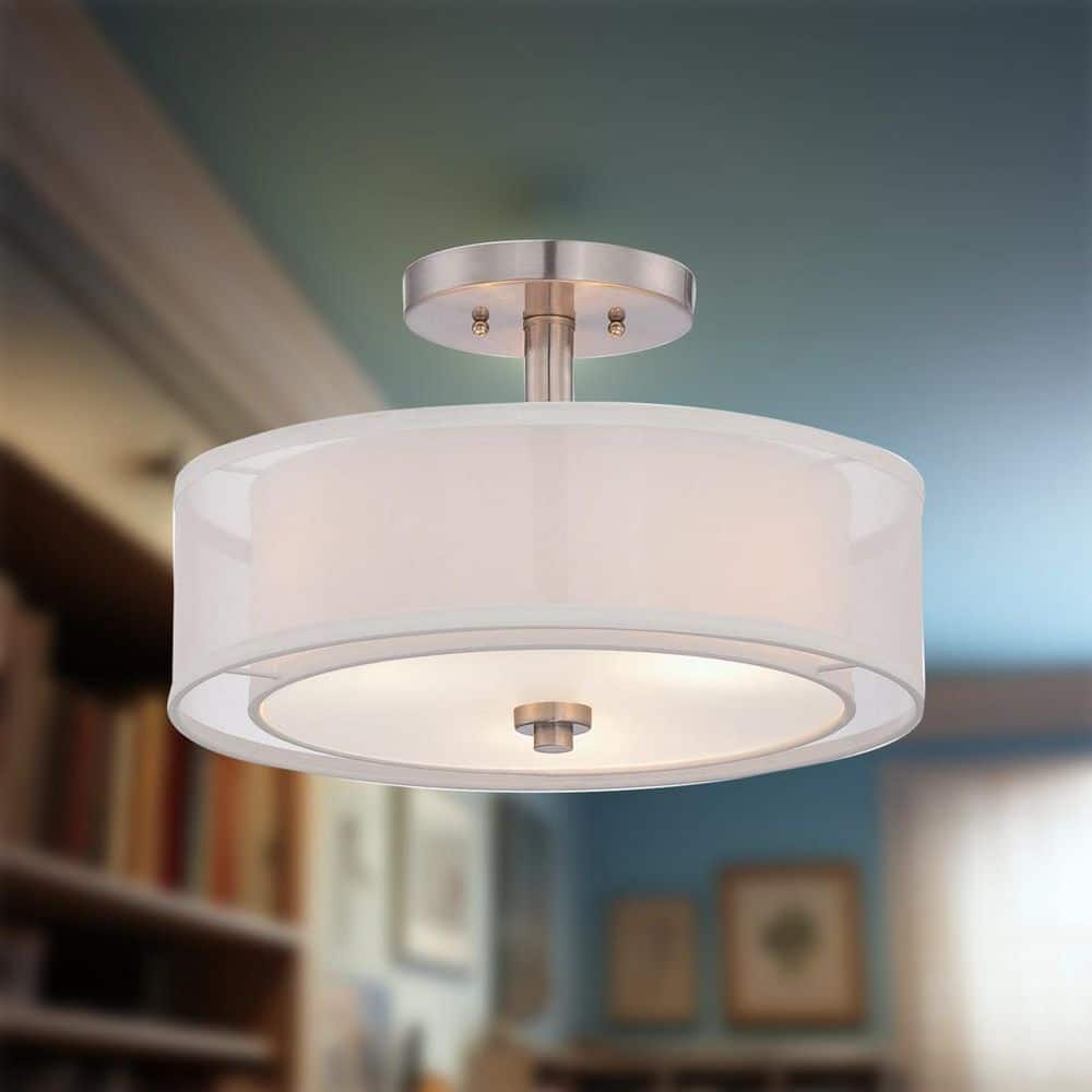 Parsons Studio 3-Light Brushed Nickel Semi-Flush Mount Light - Hercitys