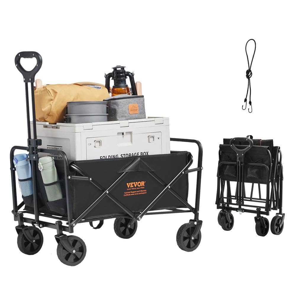 Collapsible Folding Wagon Cart 220 lbs. Heavy-Duty Garden Carts Foldable with Wheels 2 cu. Ft. Steel Garden Cart Wagon - Hercitys
