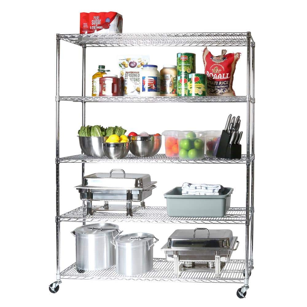 UltraDurable 5-Tier Commercial NSF Certified Wire Garage Storage Shelving in Zinc (60 in. W x 18 in. D x 75 in. H) - Hercitys