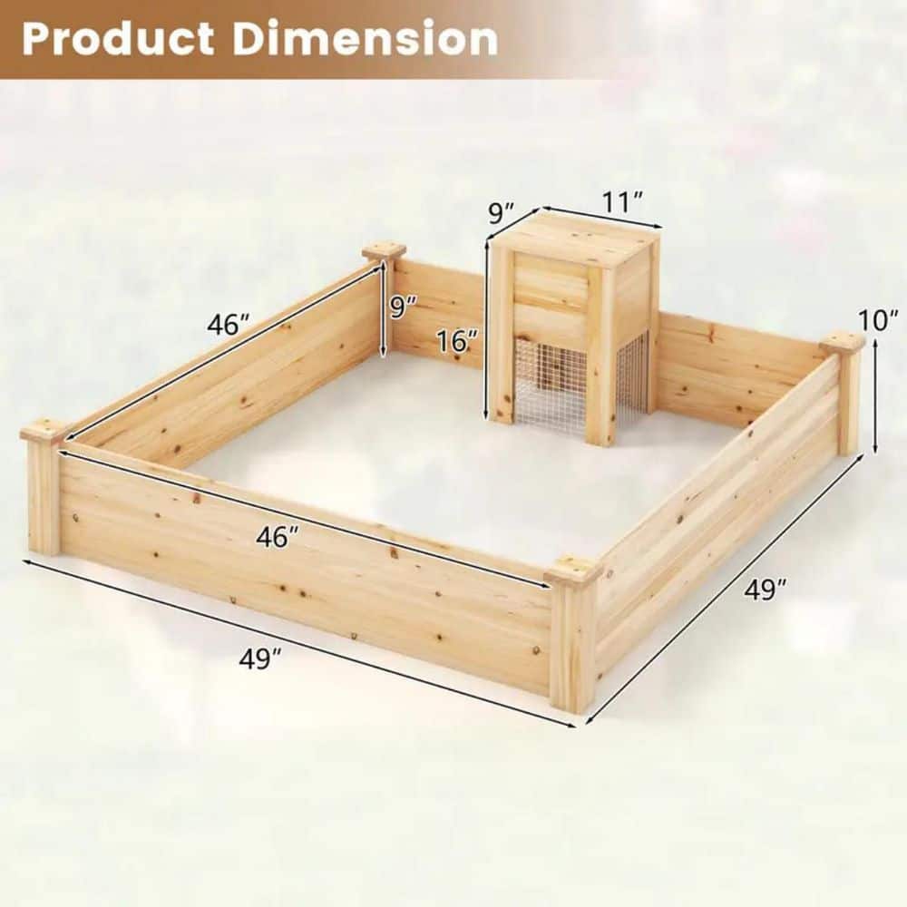 Garden Bed, 49 in. x 49 in. x 10 in. Planter Box Kit (1 Piece) Wood Material - Hercitys