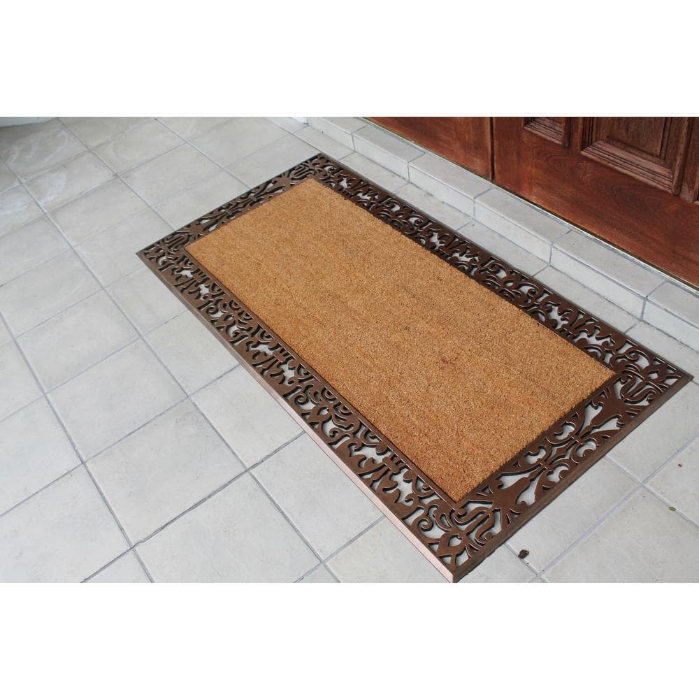 A1HC First Impression Bronze/Beige 30 in. x 60 in. Rubber and Coir, Heavy Duty, Extra Large Size Doormat - Hercitys