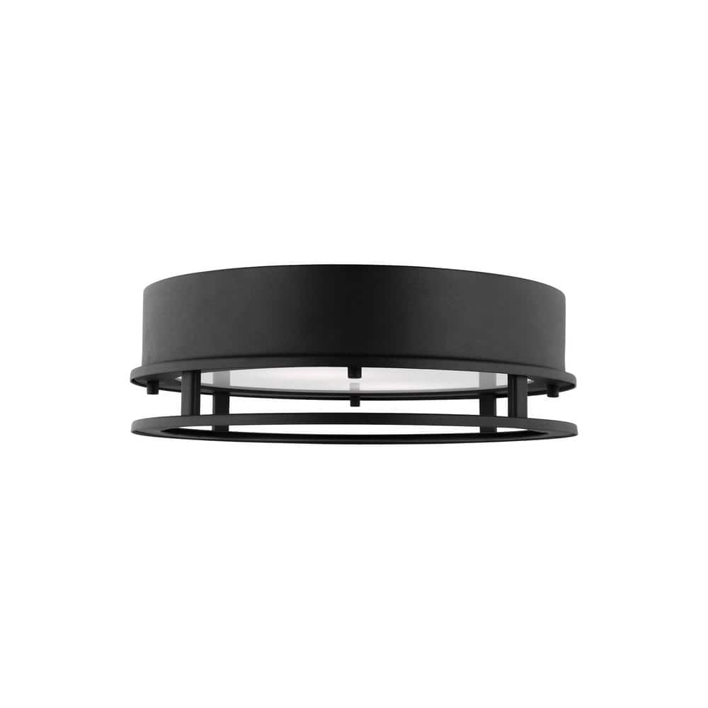 Union 2-Light Black LED Outdoor Flush Mount Light - Hercitys