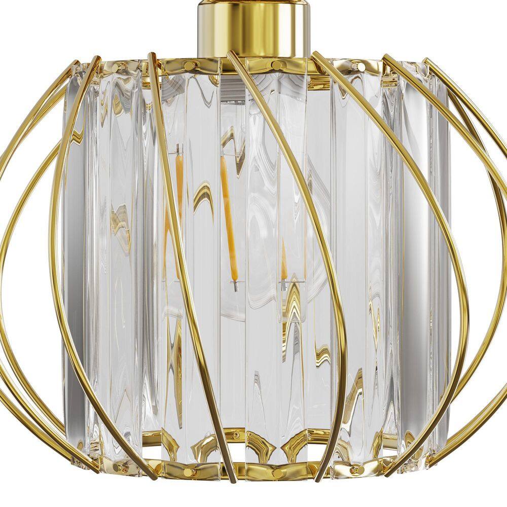 7 in. 1-Light Gold Modern Crystal Semi Flush Mount Ceiling Light with Cage Design for Hallway, Entryway, or Bedroom - Hercitys