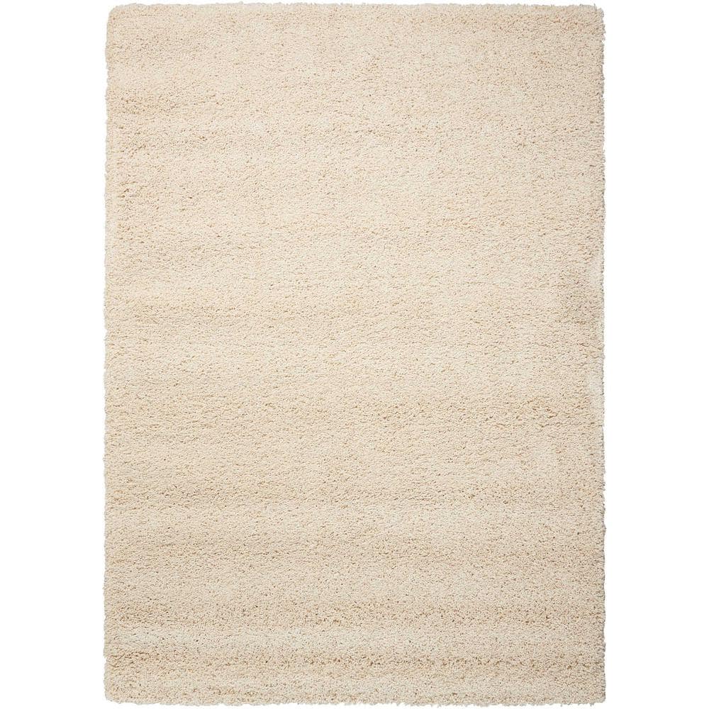 Amore Solid Shag Cream 5 ft. x 7 ft. Modern Shag Area Rug - Hercitys