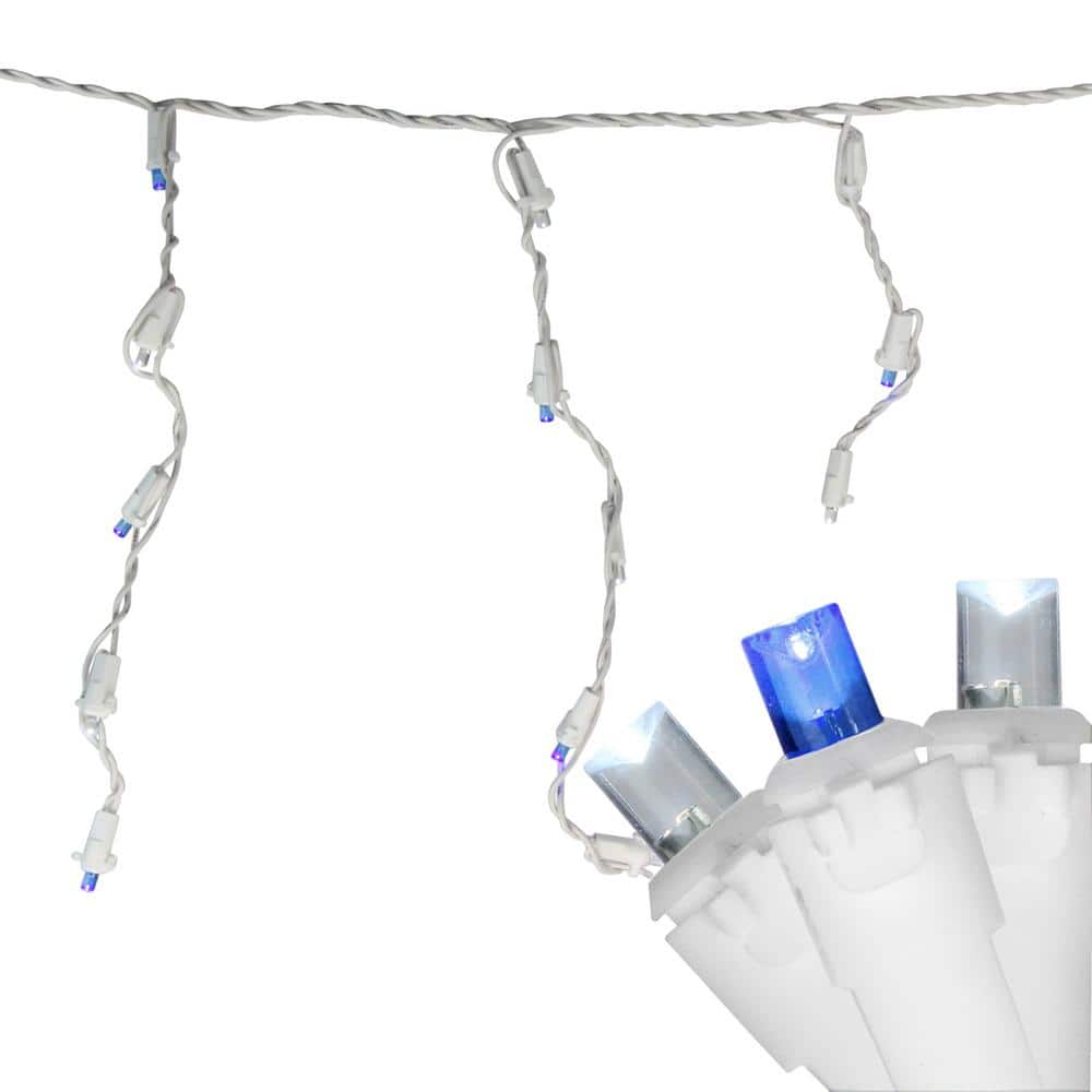 6.75 ft. 100-Light Blue and Pure White LED Wide Angle Icicle Lights - Hercitys