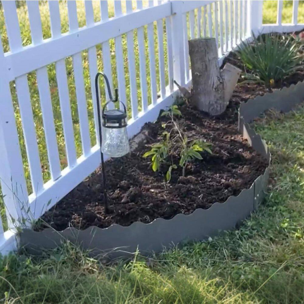 6-Pack 40 x 0.04 x 6 in. Galvanized Steel Wave Garden Landscape Edging with 10 Stakes, Quartz Gray - Hercitys