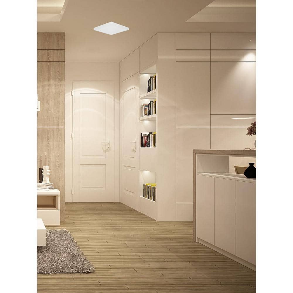 Square Platter Light Length 13 in. White New Construction Recessed Integrated LED Trim Kit Square Fixture - Hercitys
