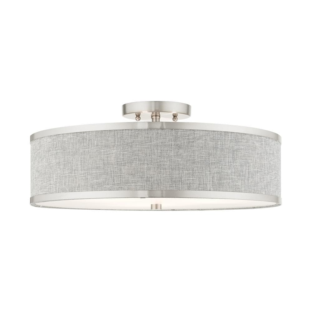 Park Ridge 3 Light Brushed Nickel Semi Flush Mount - Hercitys