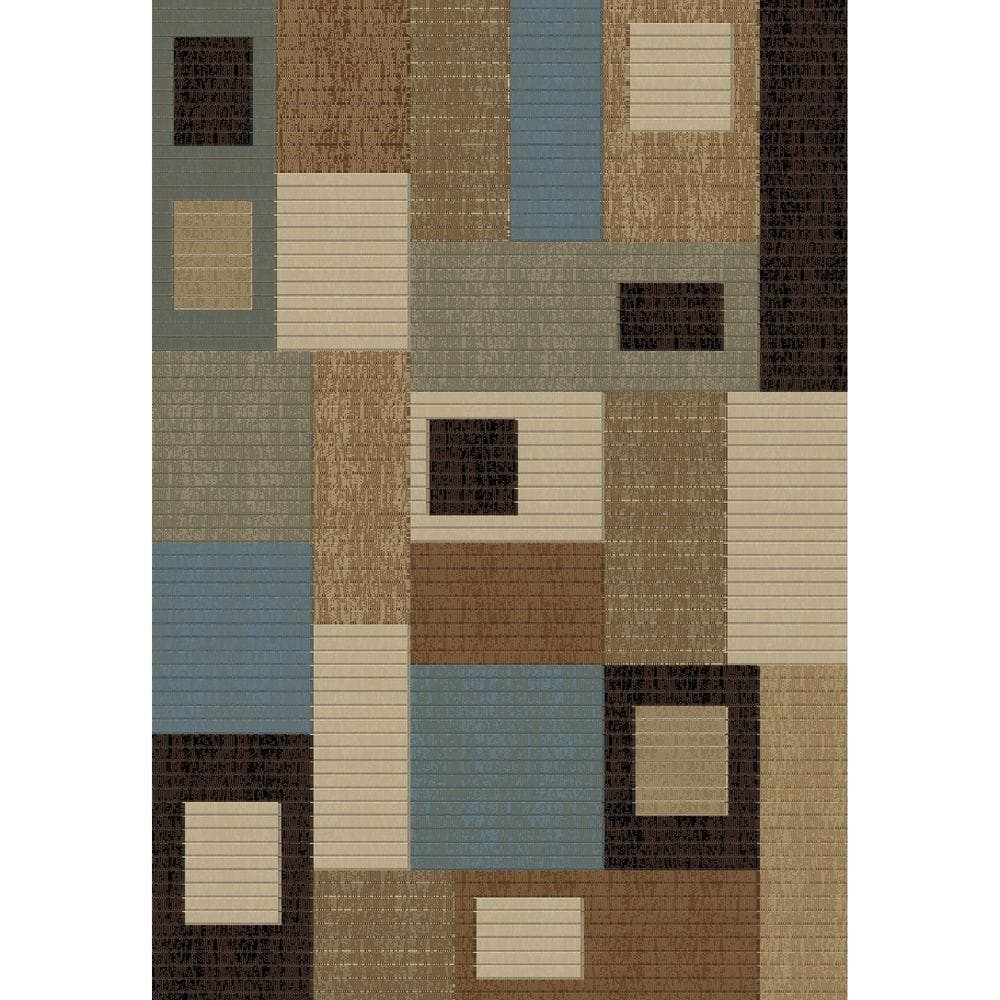 Soho Rectangles Blue 5 ft. x 7 ft. Area Rug - Hercitys