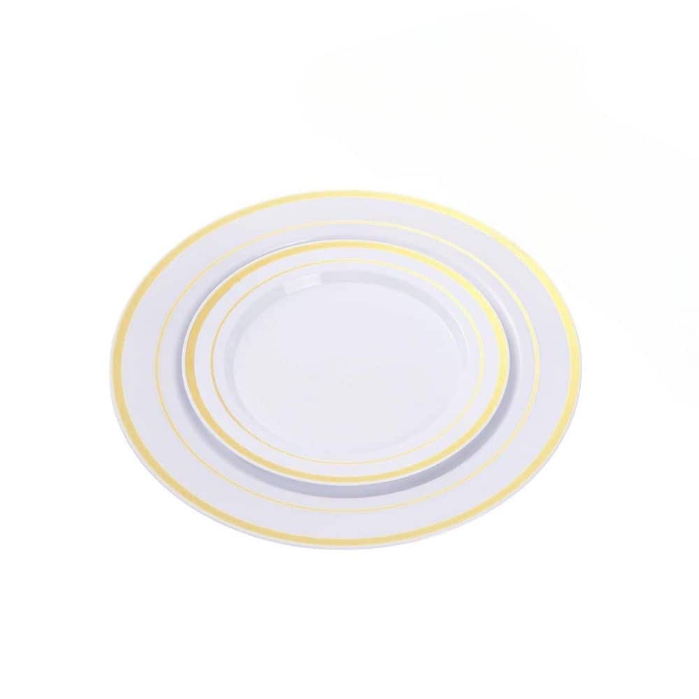 Gold Plastic Disposable Plates, 200-Piece Set for Parties and Events - Hercitys