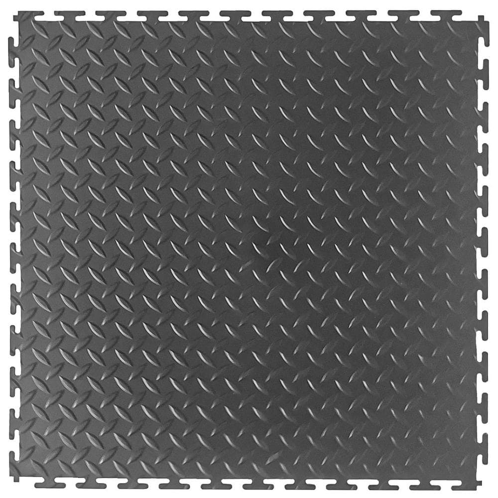 Diamond Plate 18 in. W x 18 in. L Gray Rubber Interlocking Modular Flooring - Hercitys