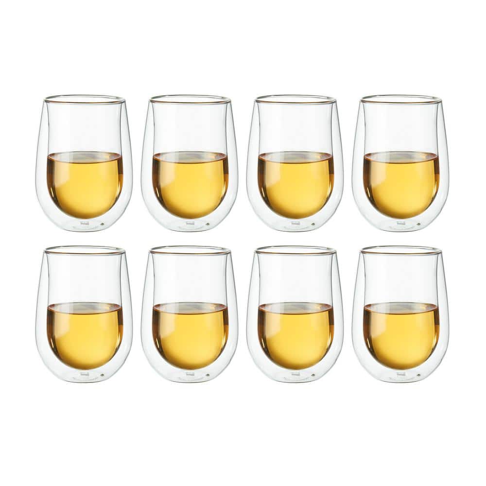 Sorrento 8-pc Double-Wall White Wine Stemless Glass Set - Hercitys